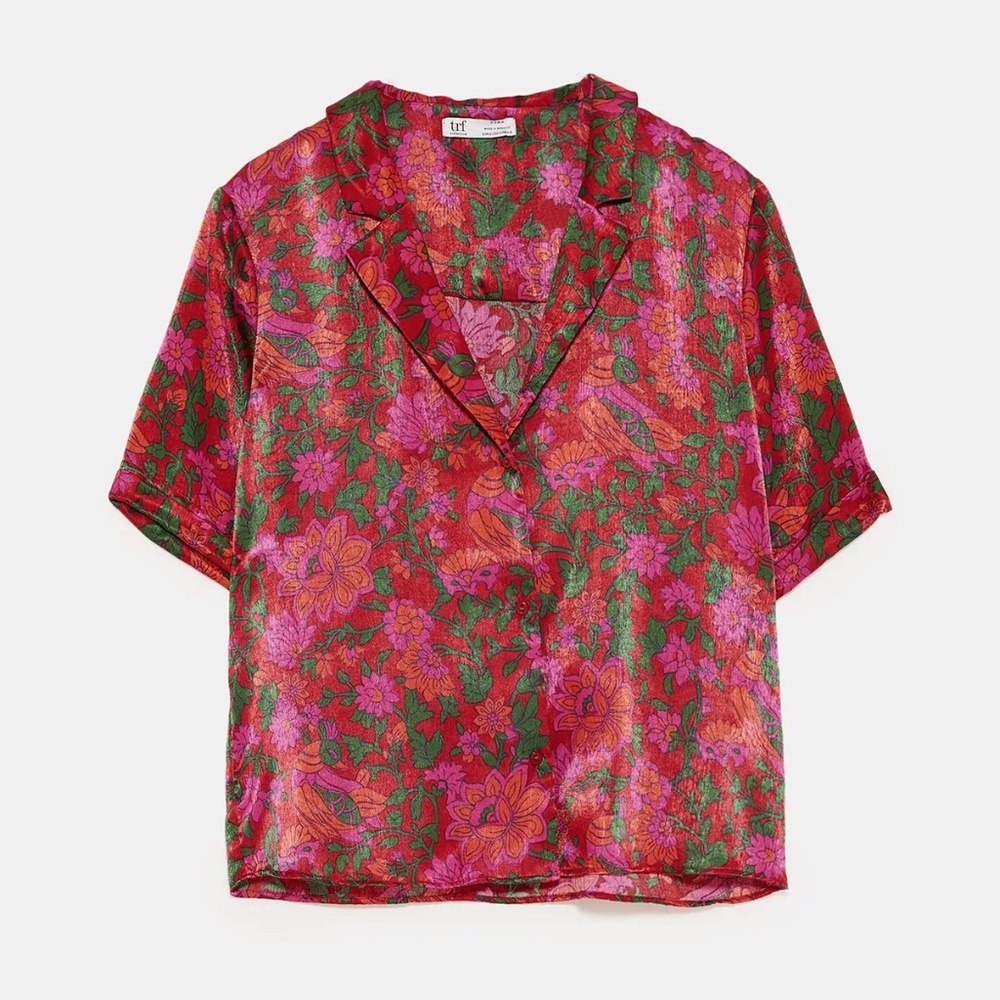 Zara printed satin effect blouse S